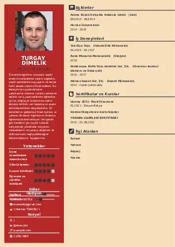 İnşaat Mühendisi Cv Örnekleri cv indir